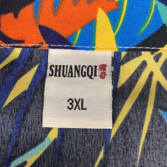 SHUANGQI MEN'S HAWAIIAN ALOHA MULTI-COLORED SHIRT - Picture 8 of 9